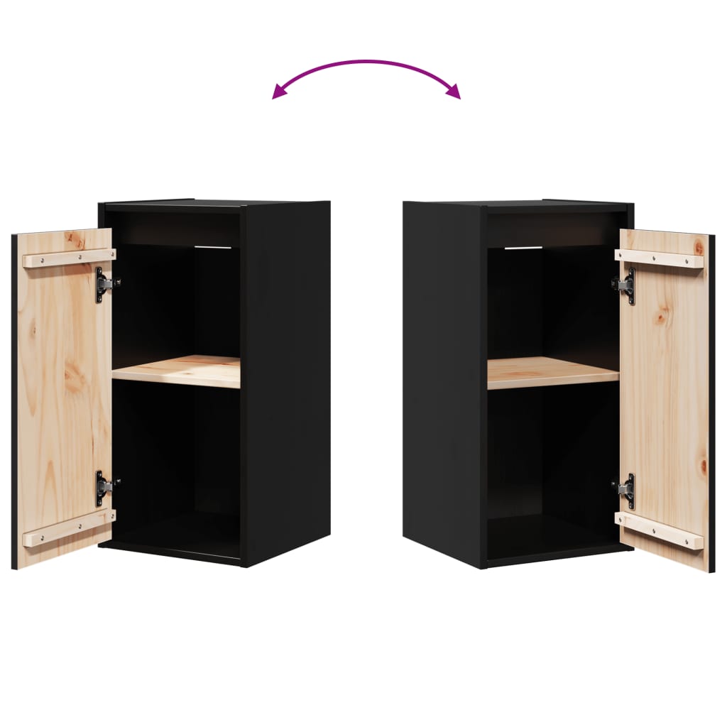 vidaXL Wall Cabinets 2 pcs Black 30x30x60 cm Solid Wood Pine