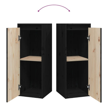 vidaXL Wall Cabinets 2 pcs Black 30x30x80 cm Solid Wood Pine