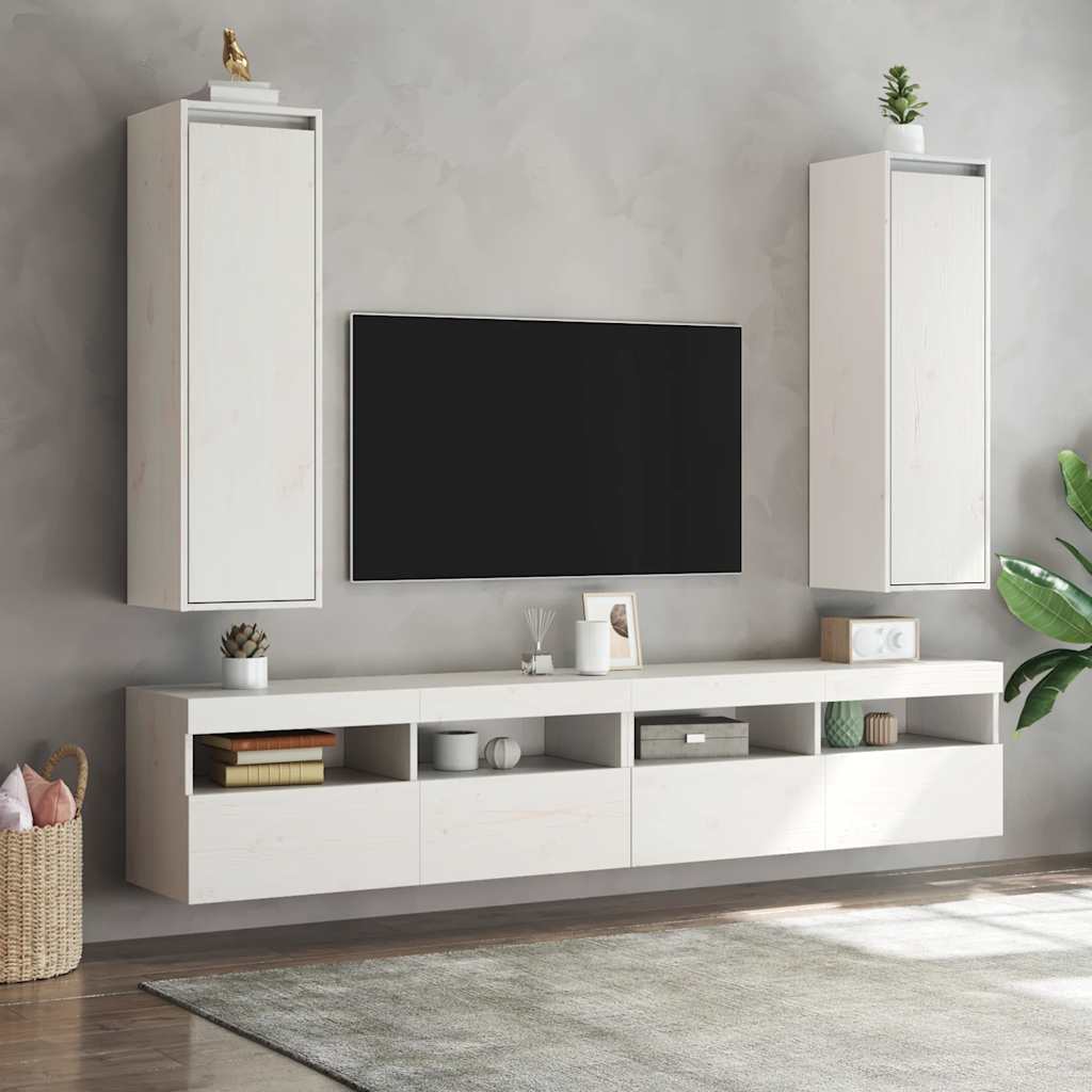 vidaXL Wall Cabinets 2 pcs White 30x30x100 cm Solid Pinewood