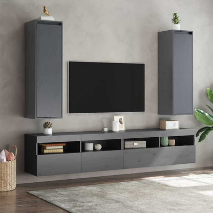 vidaXL Wall Cabinets 2 pcs Grey 30x30x100 cm Solid Pinewood