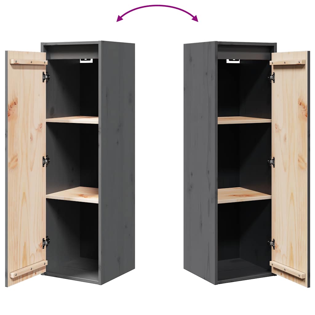 vidaXL Wall Cabinets 2 pcs Grey 30x30x100 cm Solid Pinewood