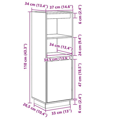 vidaXL Highboard 37x34x110 cm Solid Wood Pine