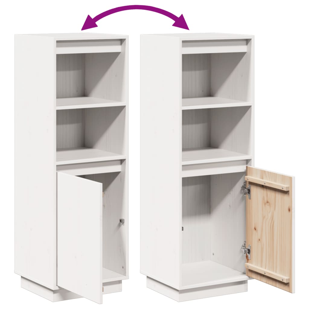 vidaXL Highboard White 37x34x110 cm Solid Wood Pine