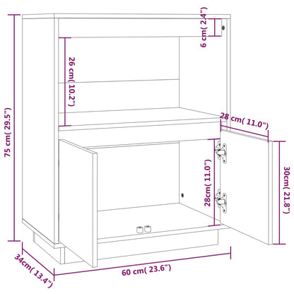 vidaXL Sideboard White 60x34x75 cm Solid Wood Pine