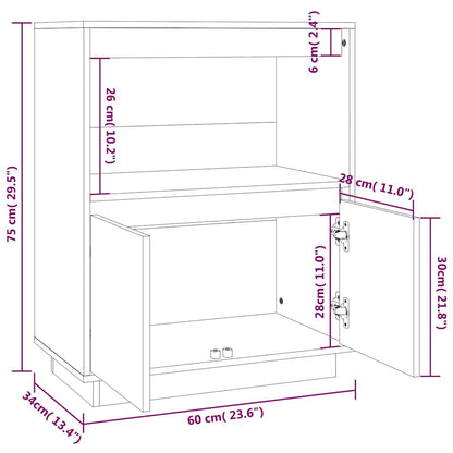 vidaXL Sideboard White 60x34x75 cm Solid Wood Pine