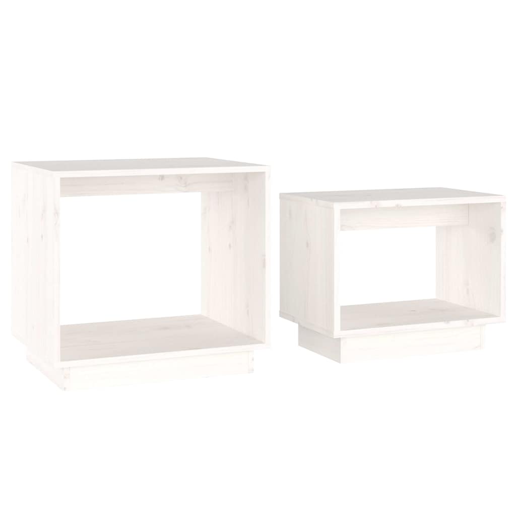 vidaXL Nesting Coffee Tables 2 pcs White Solid Wood Pine