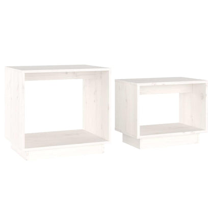 vidaXL Nesting Coffee Tables 2 pcs White Solid Wood Pine