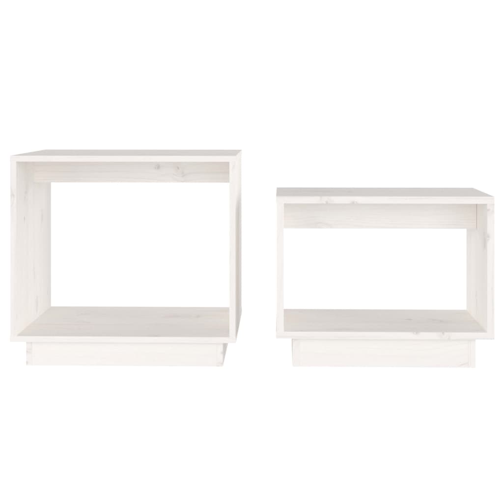 vidaXL Nesting Coffee Tables 2 pcs White Solid Wood Pine