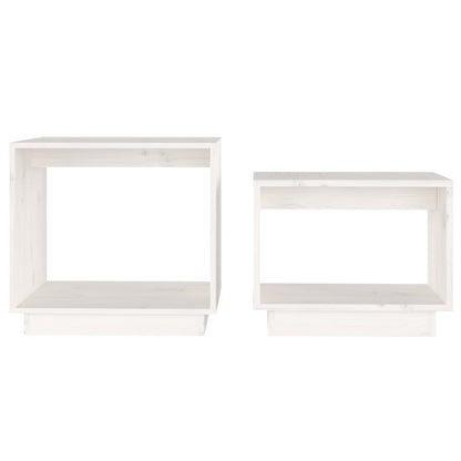 vidaXL Nesting Coffee Tables 2 pcs White Solid Wood Pine