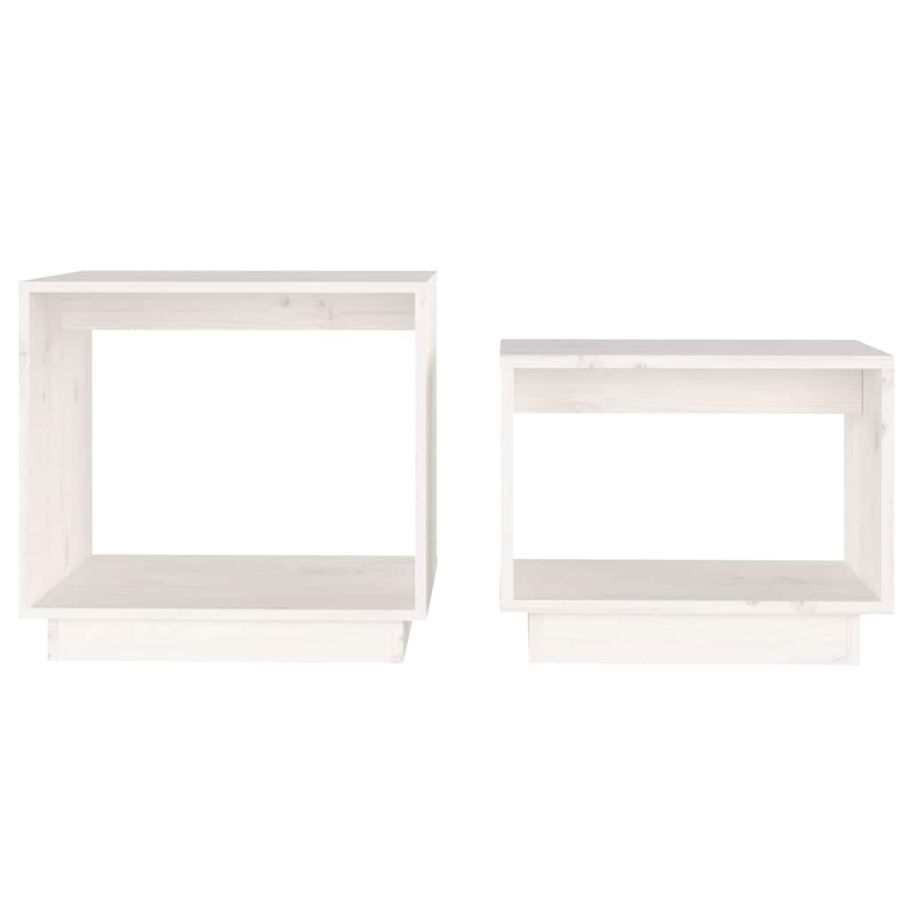 vidaXL Nesting Coffee Tables 2 pcs White Solid Wood Pine