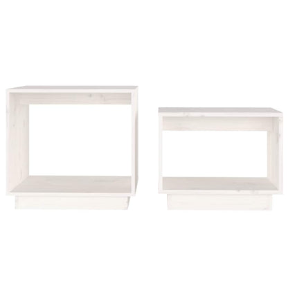 vidaXL Nesting Coffee Tables 2 pcs White Solid Wood Pine
