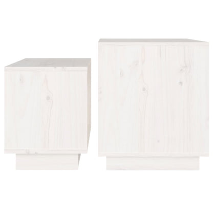 vidaXL Nesting Coffee Tables 2 pcs White Solid Wood Pine