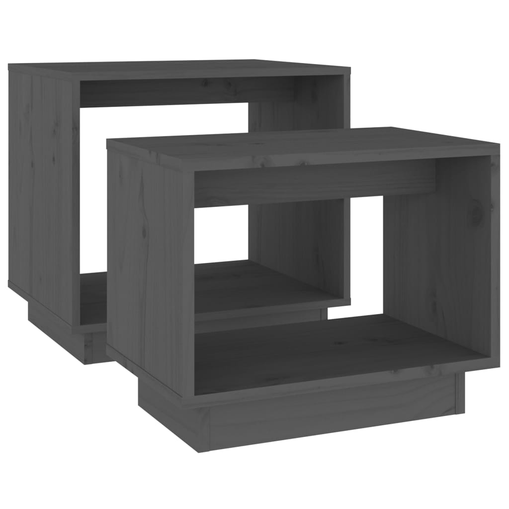 vidaXL Nesting Coffee Tables 2 pcs Grey Solid Wood Pine