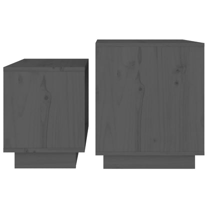 vidaXL Nesting Coffee Tables 2 pcs Grey Solid Wood Pine
