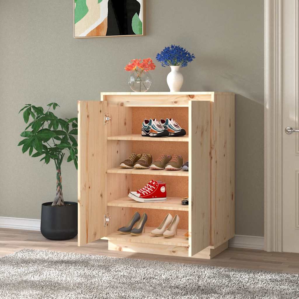 vidaXL Shoe Cabinet 60x35x80 cm Solid Wood Pine