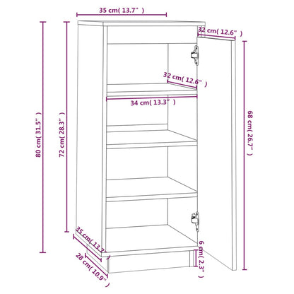 vidaXL Shoe Cabinet 35x35x80 cm Solid Wood Pine