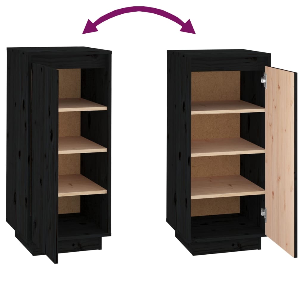 vidaXL Shoe Cabinet | Black | Solid pinewood | Compact | Shoe Cabinet