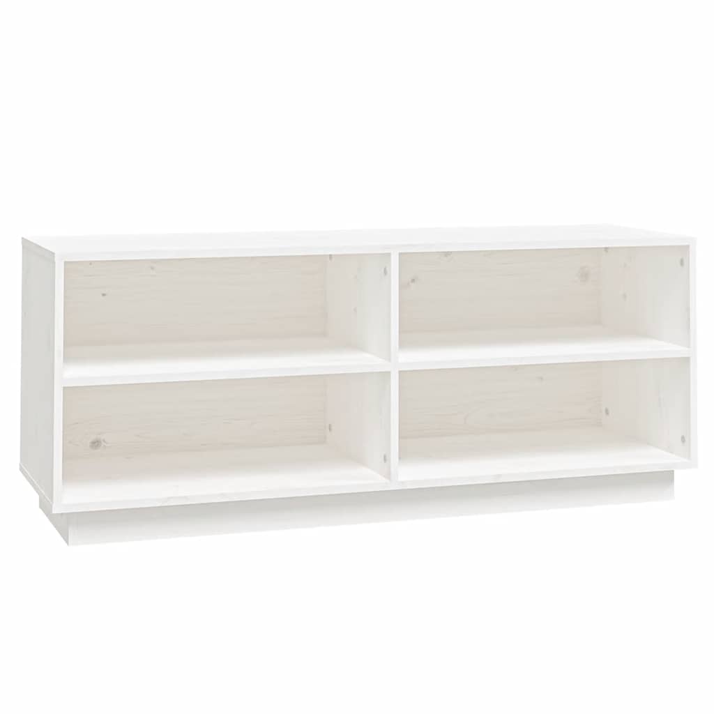 vidaXL Shoe Cabinet White 110x34x45 cm Solid Wood Pine
