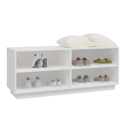 vidaXL Shoe Cabinet White 110x34x45 cm Solid Wood Pine
