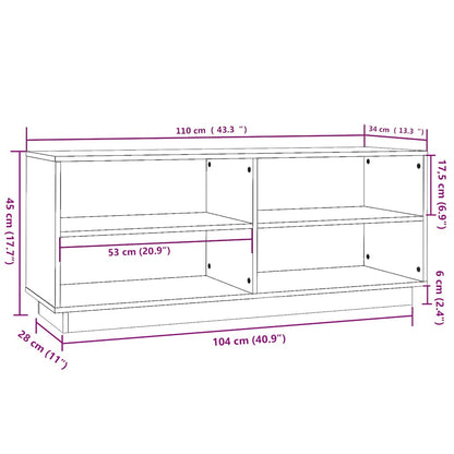 vidaXL Shoe Cabinet White 110x34x45 cm Solid Wood Pine