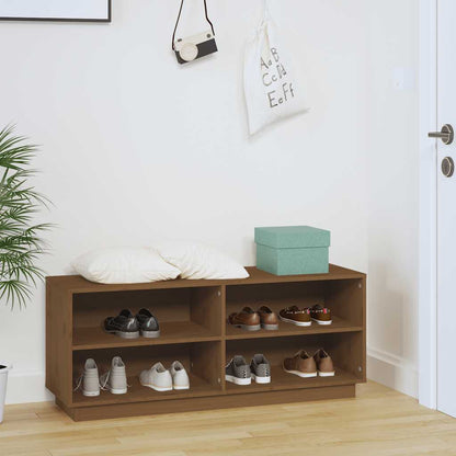 vidaXL Shoe Cabinet Honey Brown 110x34x45 cm Solid Wood Pine