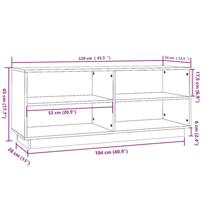 vidaXL Shoe Cabinet Honey Brown 110x34x45 cm Solid Wood Pine