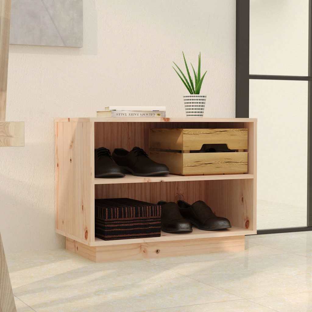 vidaXL Shoe Cabinet | Natural Wood | Solid Pine Wood | Compact | Shoe Cabinet