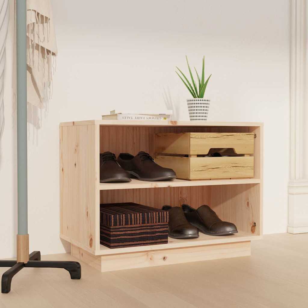 vidaXL Shoe Cabinet | Natural Wood | Solid Pine Wood | Compact | Shoe Cabinet
