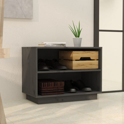 vidaXL Shoe Cabinet Grey 60x34x45 cm Solid Wood Pine