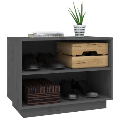 vidaXL Shoe Cabinet Grey 60x34x45 cm Solid Wood Pine