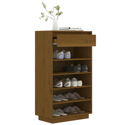 vidaXL Shoe Cabinet Honey Brown 60x34x105 cm Solid Wood Pine