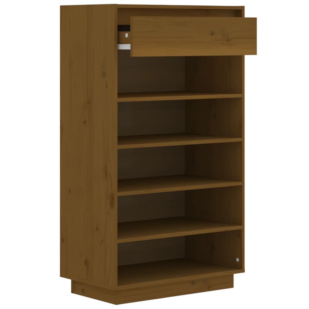 vidaXL Shoe Cabinet Honey Brown 60x34x105 cm Solid Wood Pine