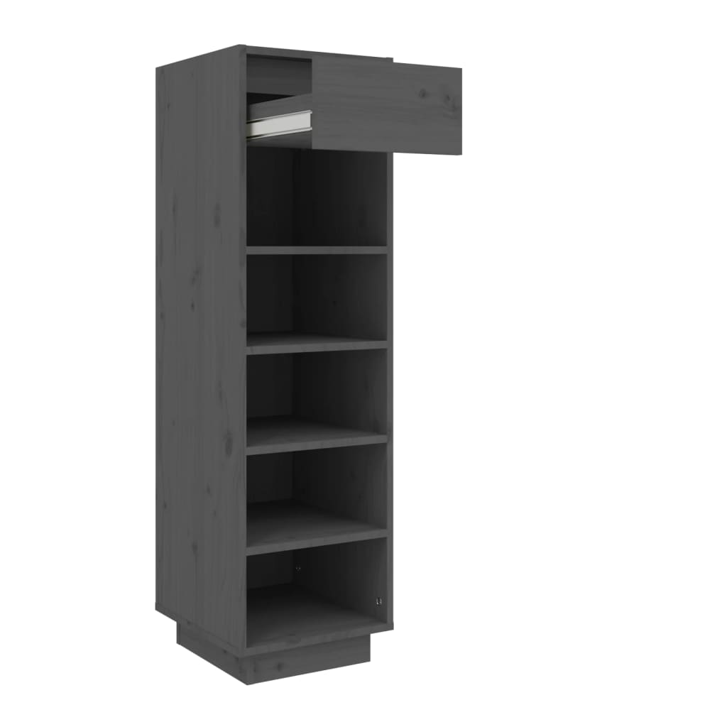 vidaXL Shoe Cabinet Grey 30x34x105 cm Solid Wood Pine