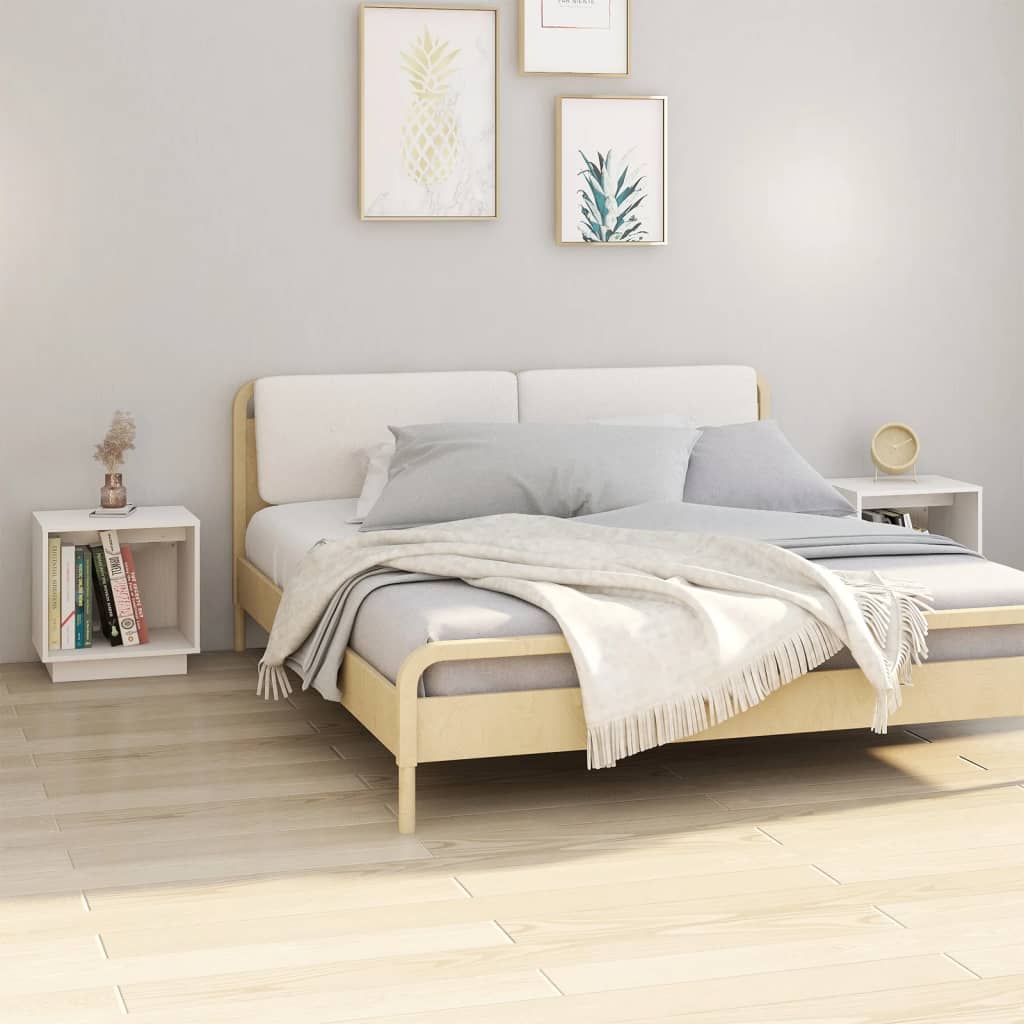 vidaXL Bedside Cabinets 2 pcs White 40x30x40 cm Solid Wood Pine