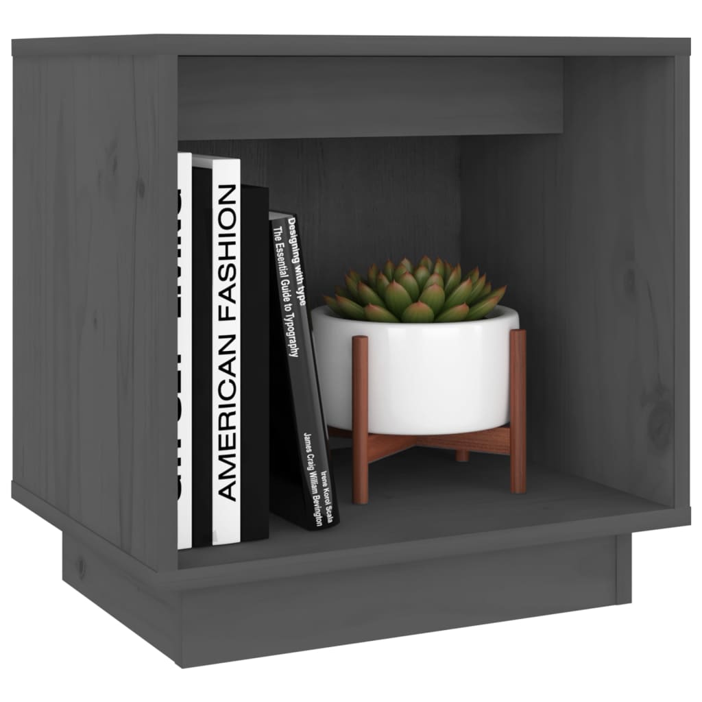 vidaXL Bedside Cabinet Grey 40x30x40 cm Solid Wood Pine