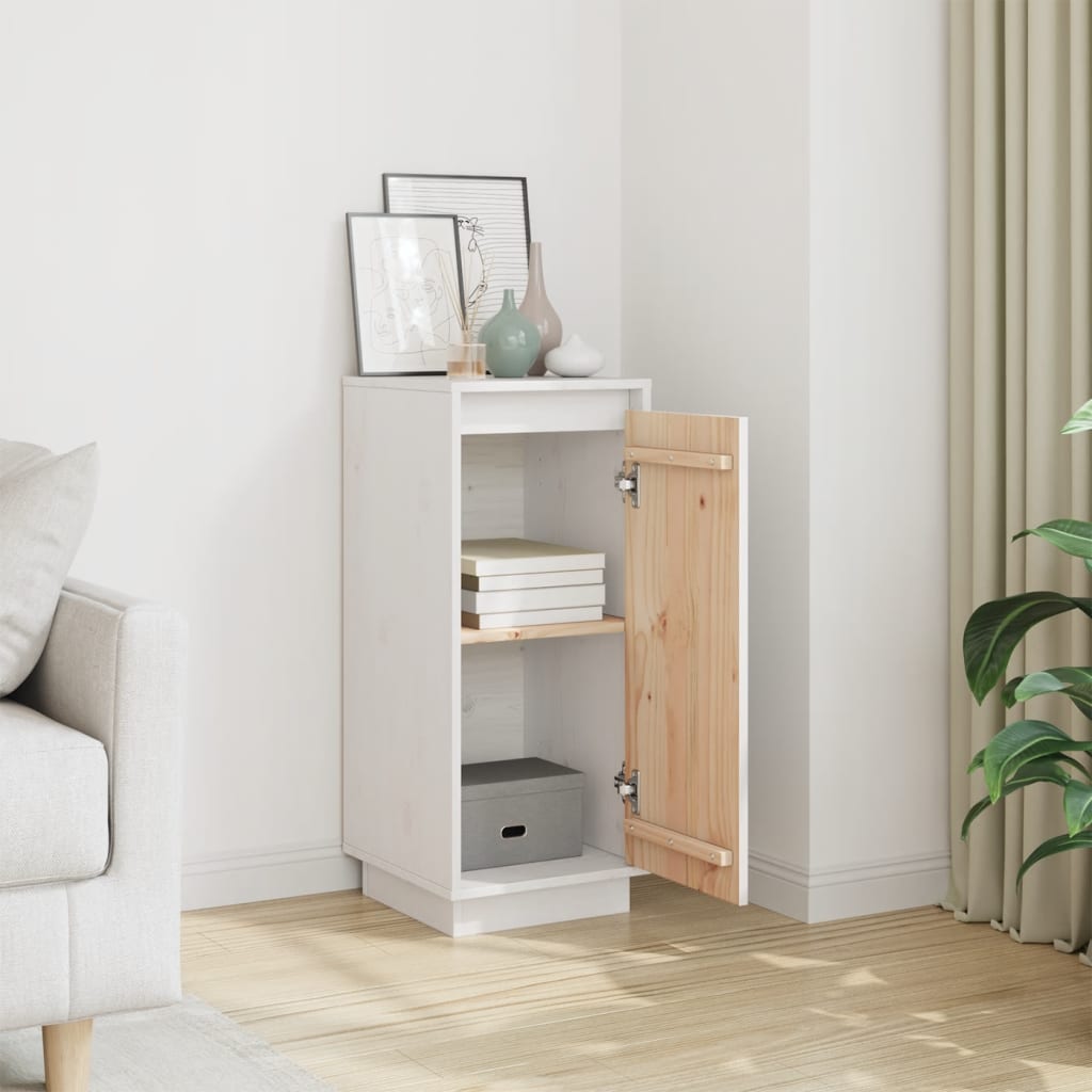 vidaXL Sideboard White 31.5x34x75 cm Solid Wood Pine
