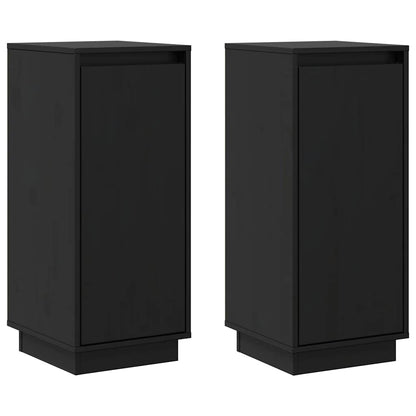 vidaXL Sideboards 2 pcs Black 31,5x34x75 cm Solid Wood Pine