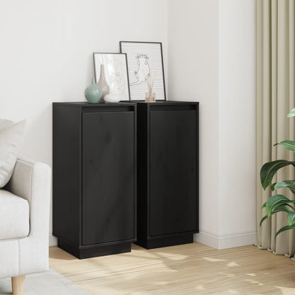 vidaXL Sideboard | Set of 2 | Black | Solid pinewood | Medium | Sideboard