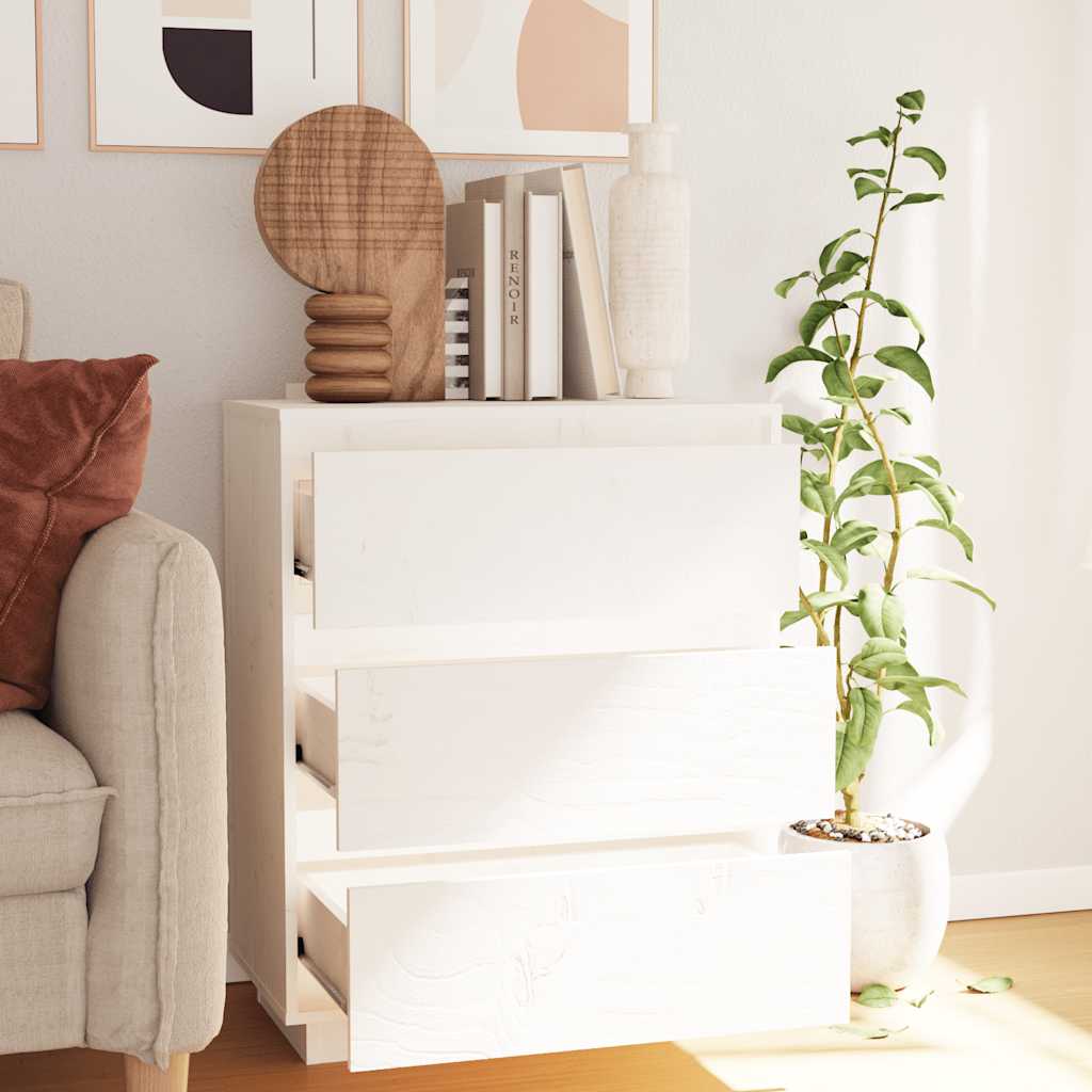 vidaXL Sideboard White 60x34x75 cm Solid Wood Pine
