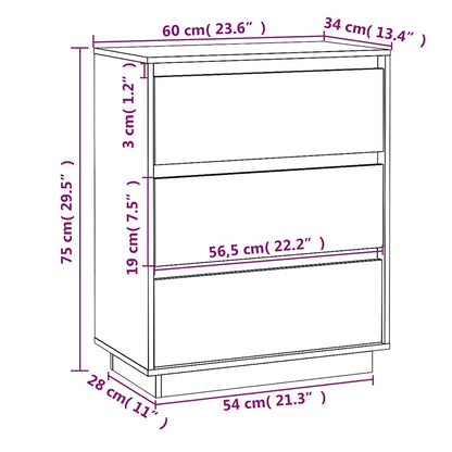 vidaXL Sideboard White 60x34x75 cm Solid Wood Pine