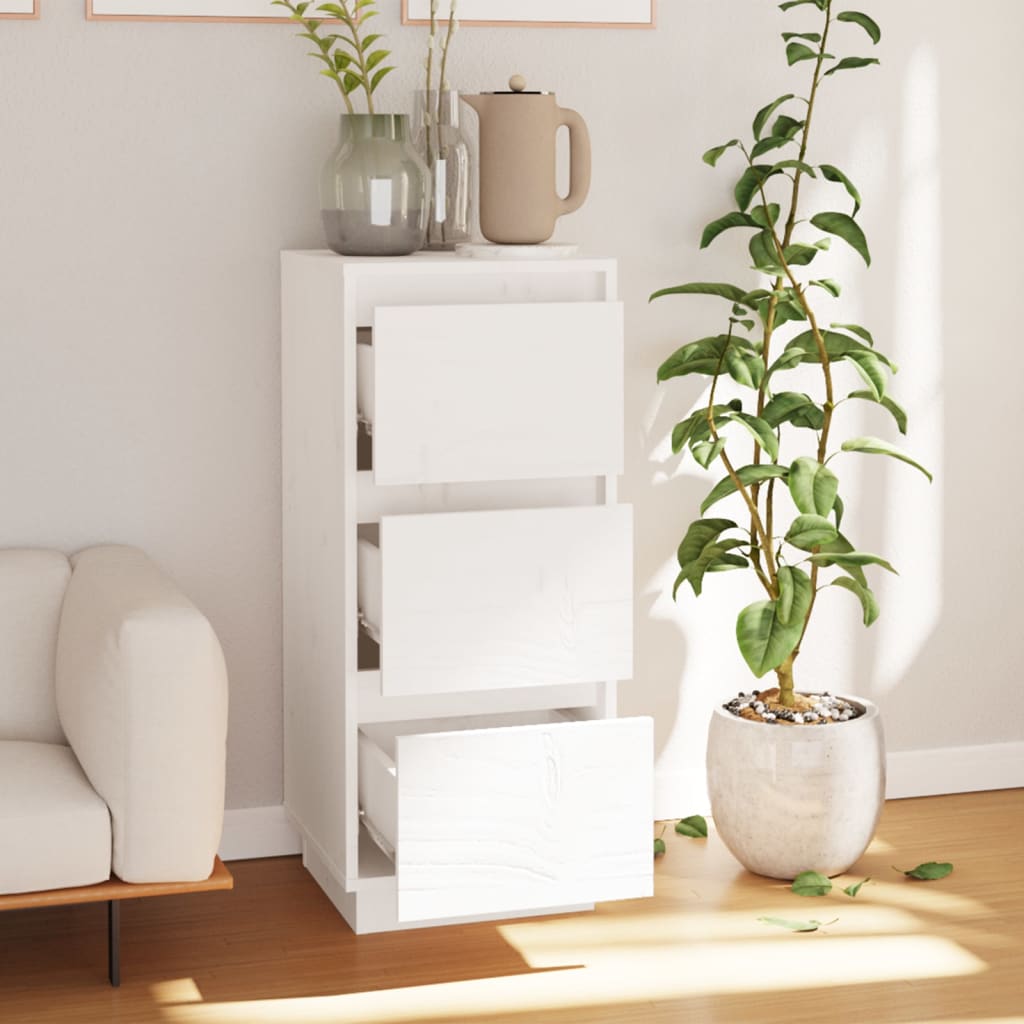 vidaXL Sideboard White 32x34x75 cm Solid Wood Pine
