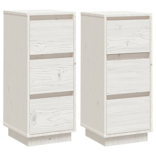 vidaXL Sideboards 2 pcs White 32x34x75 cm Solid Wood Pine