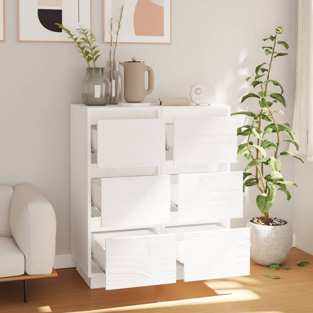 vidaXL Sideboards 2 pcs White 32x34x75 cm Solid Wood Pine