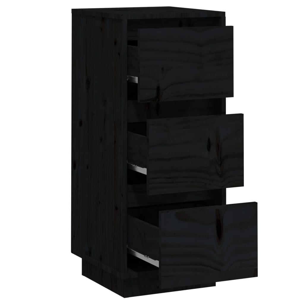 vidaXL Sideboard | Set of 2 | Black | Solid Pine Wood | 32x34x75 cm