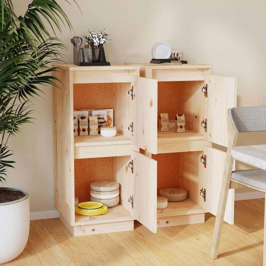 vidaXL Sideboards 2 pcs 31,5x34x75 cm Solid Wood Pine