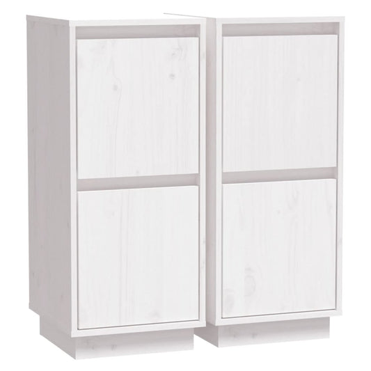 vidaXL Sideboards 2 pcs White 31.5x34x75 cm Solid Wood Pine