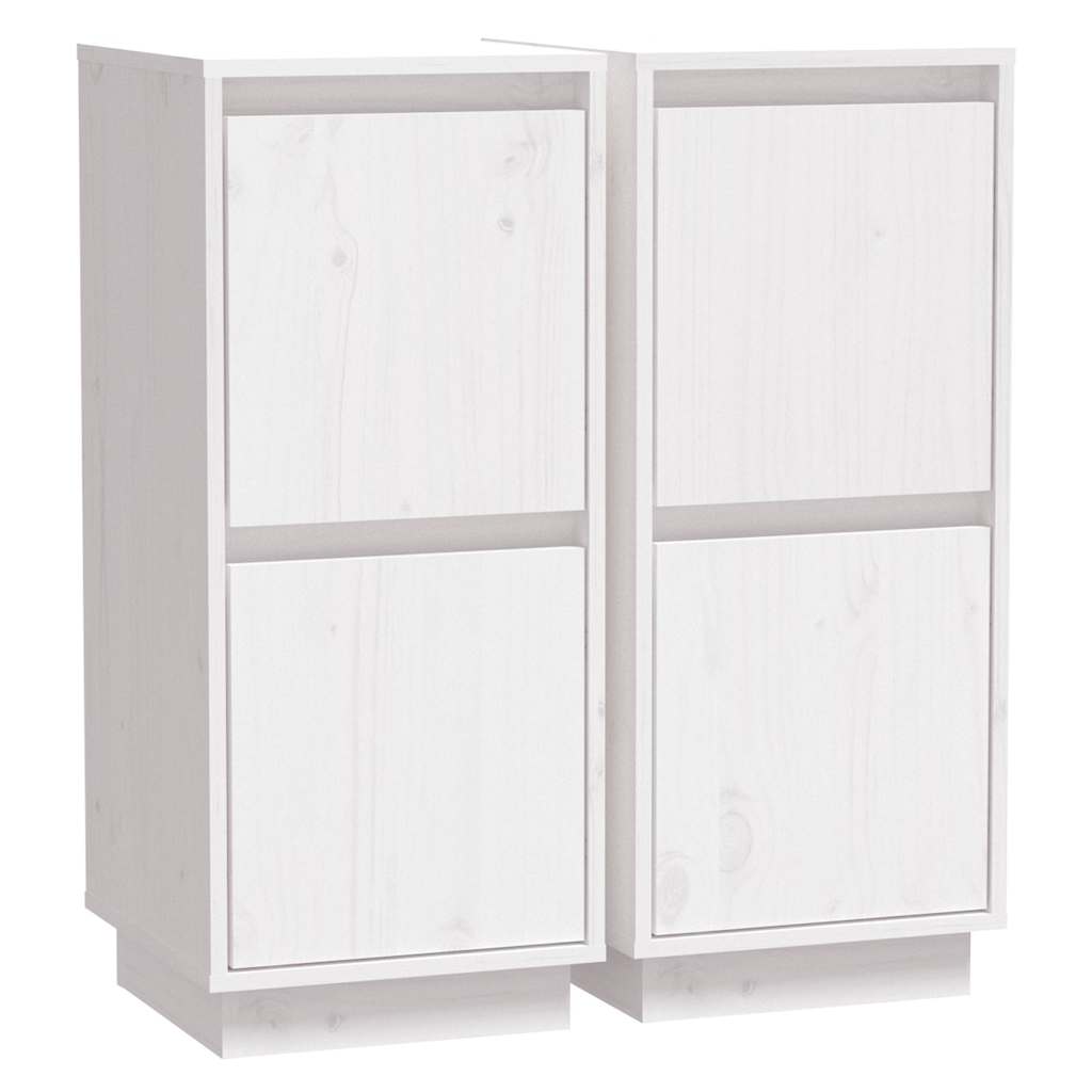vidaXL Sideboards 2 pcs White 31,5x34x75 cm Solid Wood Pine