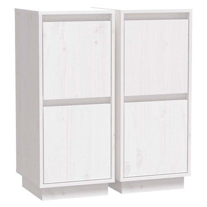 vidaXL Sideboards 2 pcs White 31,5x34x75 cm Solid Wood Pine