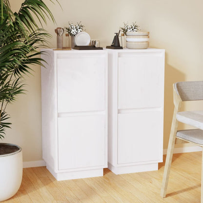 vidaXL Sideboards 2 pcs White 31.5x34x75 cm Solid Wood Pine