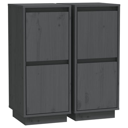 vidaXL Sideboards 2 pcs Grey 31.5x34x75 cm Solid Wood Pine